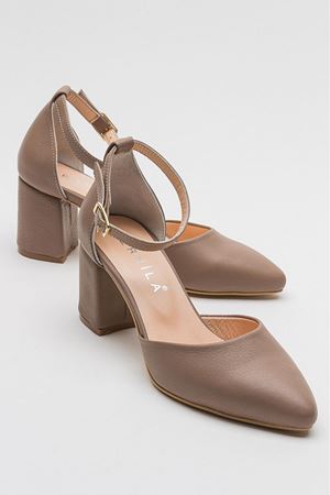 HAKİKİ DERİ VİZON ALÇAK TOPUKLU STİLETTO  