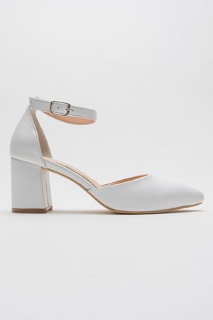 HAKİKİ DERİ BEYAZ ALÇAK TOPUKLU STİLETTO 