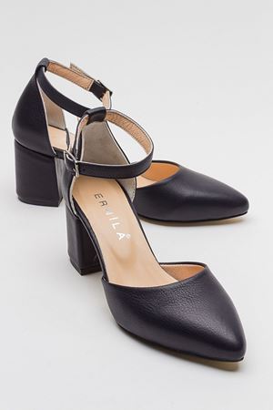 HAKİKİ DERİ SİYAH ALÇAK TOPUKLU STİLETTO 