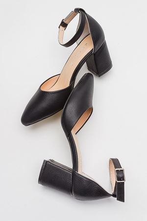 HAKİKİ DERİ SİYAH ALÇAK TOPUKLU STİLETTO 