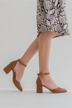 HAKİKİ DERİ TABA ALÇAK TOPUKLU STİLETTO  