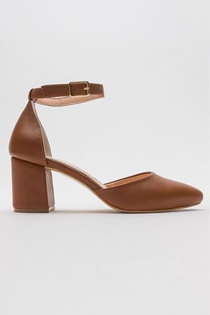 HAKİKİ DERİ TABA ALÇAK TOPUKLU STİLETTO  