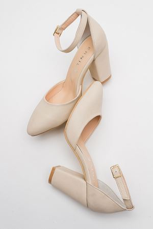 HAKİKİ DERİ KREM YÜKSEK TOPUKLU STİLETTO 