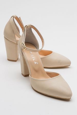 HAKİKİ DERİ KREM YÜKSEK TOPUKLU STİLETTO 