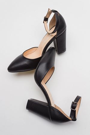 HAKİKİ DERİ SİYAH YÜKSEK TOPUKLU STİLETTO 