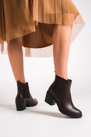 ATİNA HAKİKİ DERİ KADIN KAHVERENGİ LASTİKLİ BOT 