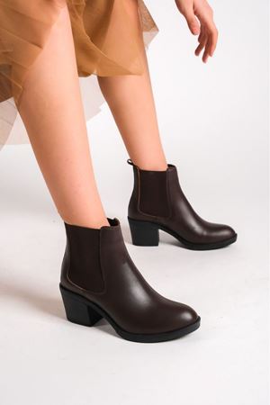 ATİNA HAKİKİ DERİ KADIN KAHVERENGİ LASTİKLİ BOT 