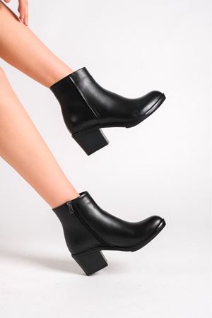 MİLANO HAKİKİ DERİ KADIN SİYAH TOPUKLU BOT 
