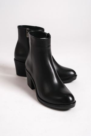 MİLANO HAKİKİ DERİ KADIN SİYAH TOPUKLU BOT 